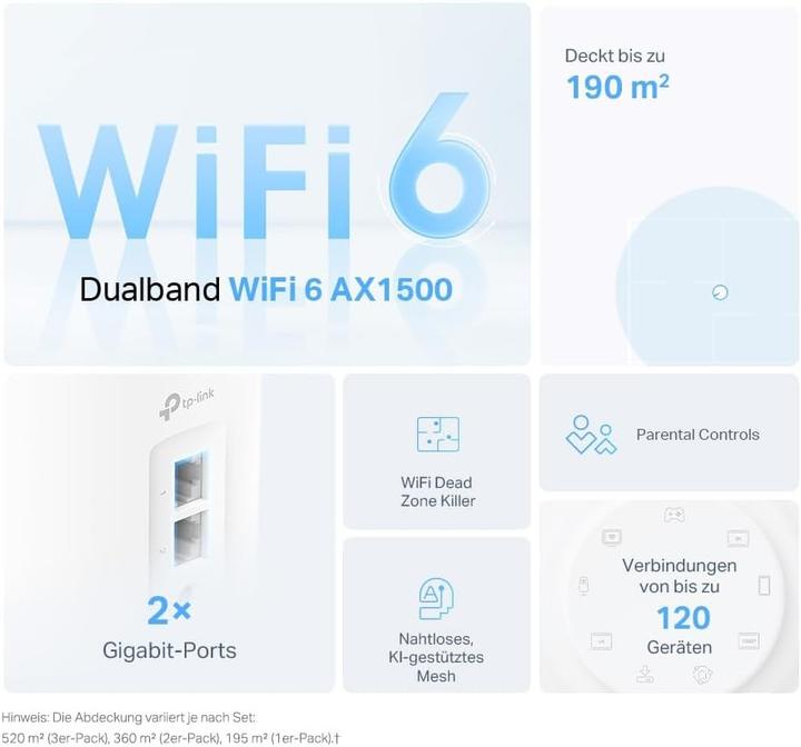 Productafbeelding TP-Link WL-AP Toegangspunt Deco X1500 Mesh System 2-Pack (1201 Mbit/s)