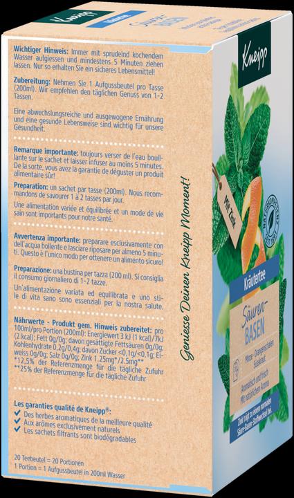 Nährwerte und Zutaten Kneipp Säuren-Basen (80 g)