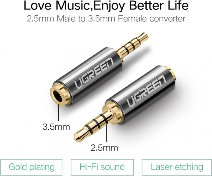Actual product image Ugreen 2.5 mm jack plug to 3.5 mm socket (Jack adapter)