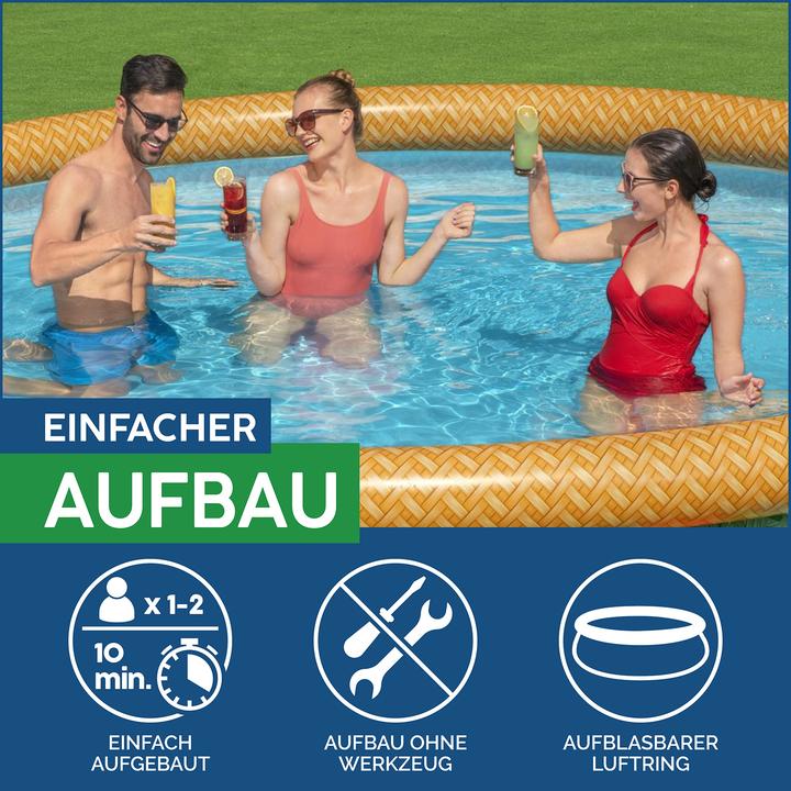 Produktbild Bestway - Fast Set - Opblaasbaar zwembad inclusief filterpomp - 457x84 cm - Paradijsprint - Rond (457 x 84 cm)