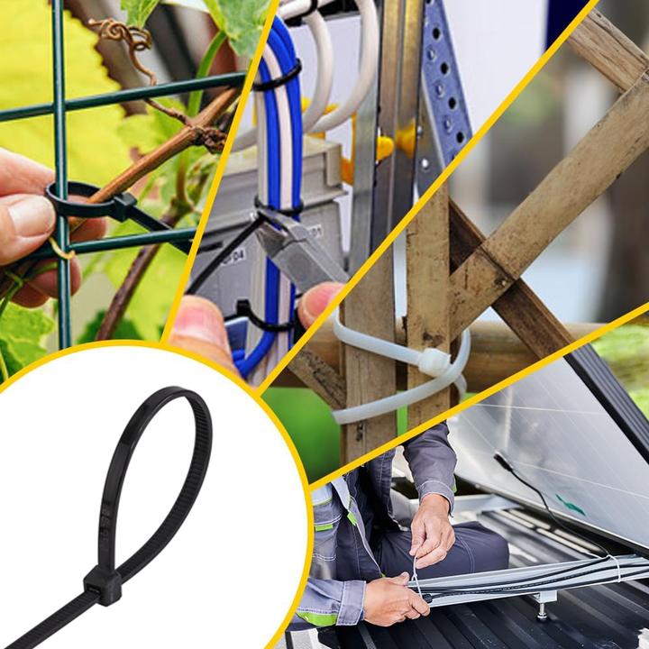 Actual product image Offgridtec Kabelbinder 1000 Stk. Schwarz Nylon UV-Beständig Verschiedene Längen 100mm 150mm 200mm 250mm 300mm (Plastic cable ties, 300 mm, 1000 pcs.)