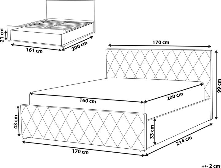 Produktbild Beliani Bett Kunstleder taupe Lattenrost Bettkasten hochklappbar 160 x 200 cm ROCHEFORT (160 x 200 cm)