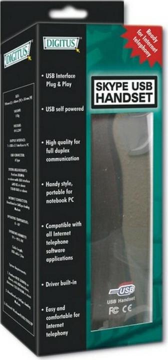 Immagine prodotto Digitus Telefono Hoererer USB per Skype MSN ICQ ICQ X-lite Dialpad MediaRing Net2phone ecc. nero