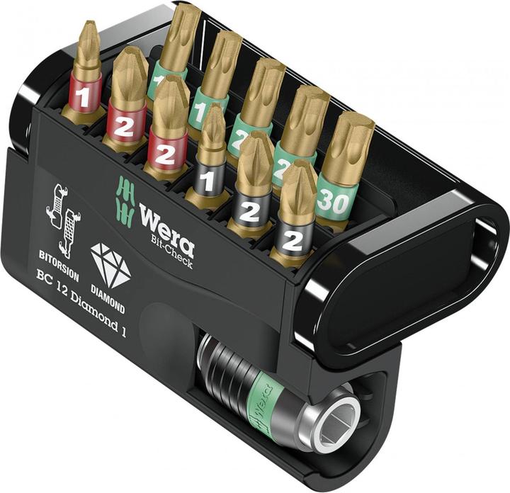 Produktbild Wera Bit-Check 12 Diamond 1 (Kreuz Phillips PH M2, Kreuz Phillips PH M1, Kreuz Pozidriv PZ M2, Kreuz Pozidriv PZ M1)