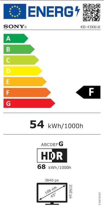 Energie-Label Sony KD-43X81K (43", X81K, LCD, UHD, 2022)