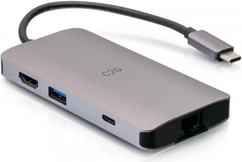 C2G USB-C® Mini Dock with HDMI, 2x USB-A, Ethernet, SD Card Reader, and USB-C Power Delivery up to 100W (USB-C, 1 Ports)