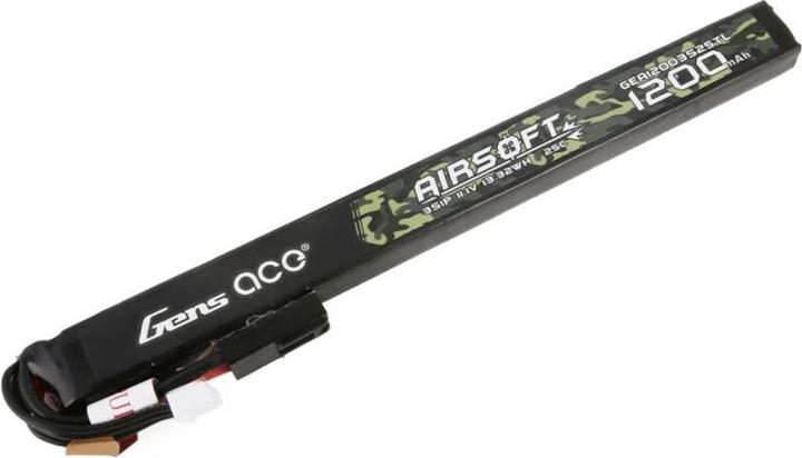 Actual product image Gens Ace 25C 1200mAh 3S1P 11.1V Airsoft Gun Lipo Battery with mini Tamiya Plug Long size (11.10 V, 1200 mAh)