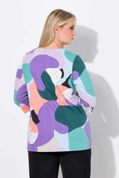 Actual product image Ulla Popken Pastel Clouds Split Neck Tee (50, 52)