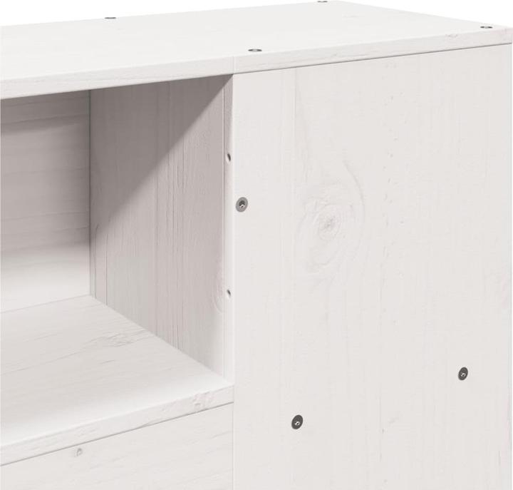 Produktbild vidaXL Massivholzbett Holzbett Bett mit Regal ohne Matratze Weiss 180x200cm (180 x 200 cm)