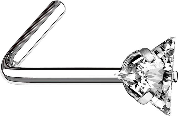 Actual product image Star Piercing Nasenstecker gewinkelt silber dreieckiger Kristall silber gefasst (without brass, Surgical steel 316L)