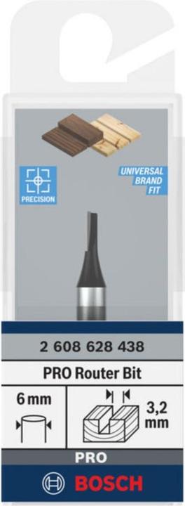 Produktbild Bosch Professional Zubehör Nutfräser, 6 mm, D1 3,2 mm, L 7,7 mm, G 51 mm
