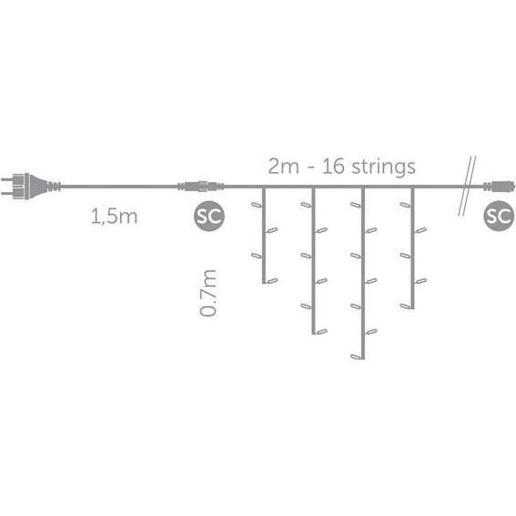 Light Creations, Lichterkette, Simply-connect Pro Line - icicle light - LED - 2 x 0.70 m - 88 - Weiss - weisses Kabel - ...