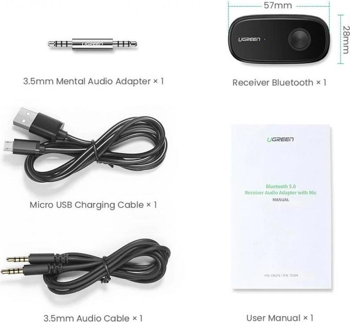 Produktbild Ugreen Bluetooth 5.0 Aux Car Adapter (Empfänger)