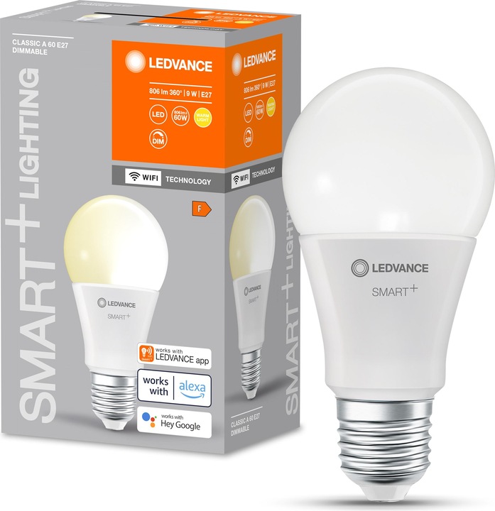 Actual product image Ledvance Smart+ Wifi Classic (E27, 9 W, 806 lm, 1 x, F)
