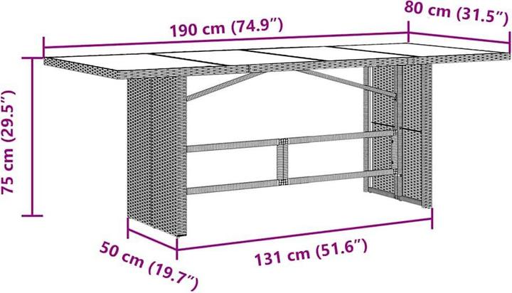 Produktbild vidaXL Garten Essgruppe (190 x 80 x 75 cm)