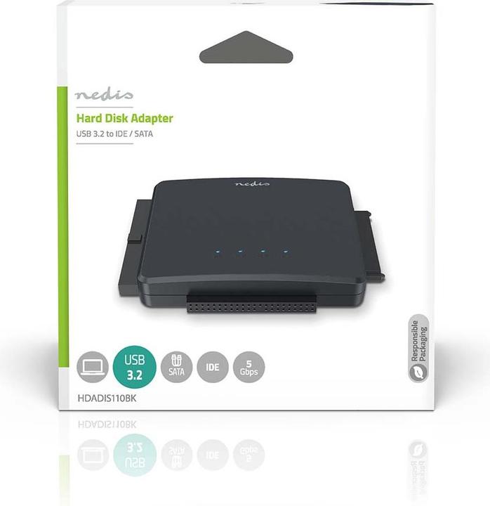 Actual product image Nedis Hard drive adapter | USB 3.2 Gen1 | 2.5 / 3.5 " | IDE + SATA | mains power supply