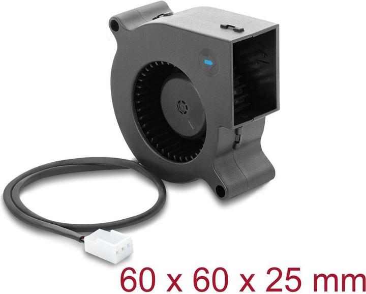 Produktbild Delock Radiallüfter / Lüftergebläse 12 V DC 60 x 60 x 25 mm mit 3-Pin Lüfteranschluss, schwarz (60 mm)