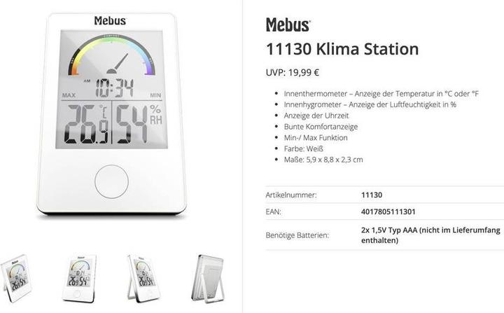 Actual product image Mebus MEB Therm.u.Hygrom.5,9x8,8x2,3