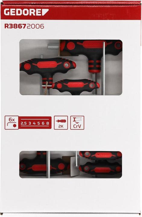 Produktbild Gedore Red red R38672006 2K-T-Griff-Schraubendreher-Satz 6-kant 2.5-8 mm (Innensechskant)