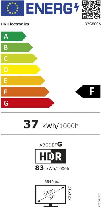 Energie-Label LG UltraGear 37G800A-B (3840 x 2160 Pixel, 37")