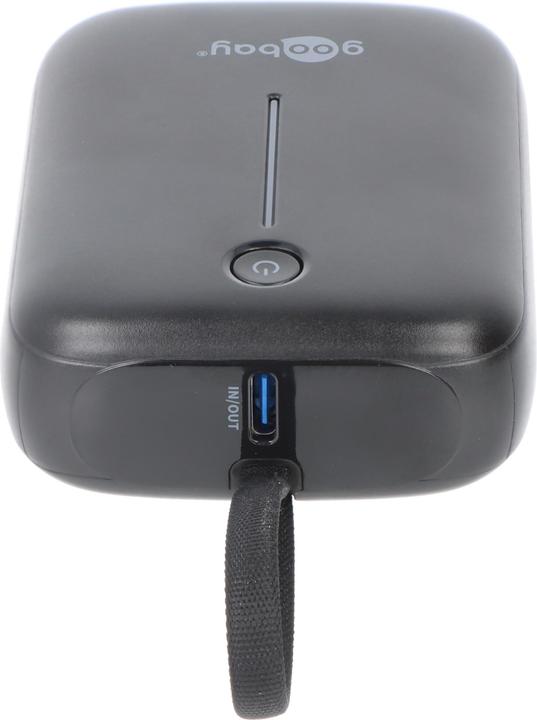 Actual product image Goobay Powerbank 10.000 mAh mit integriertem USB-C-Kabel (10000 mAh, 15 W, 37 Wh)