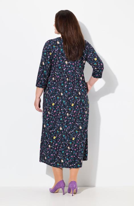 Produktbild Ulla Popken Jerseykleid, Paisleymuster, A-Linie, V-Ausschnitt, 3/4-Arm (42, 44)