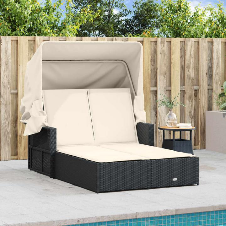 Actual product image VidaXL Double sun lounger with roof and cushions (201 cm)