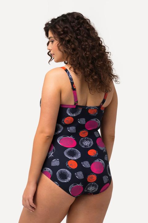 Image du produit Ulla Popken Maillot de bain à pois grenades, bonnets souples et style cache-coeur (56)