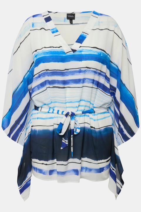 Actual product image Ulla Popken Striped Draped Chiffon Blouse (54)