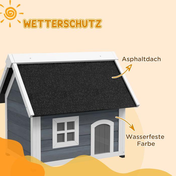 Image du produit Swisshandel24 Katzenhaus Holz, aufklappbar, Wetterfest, mit 3 Türen, Grau (Chat)