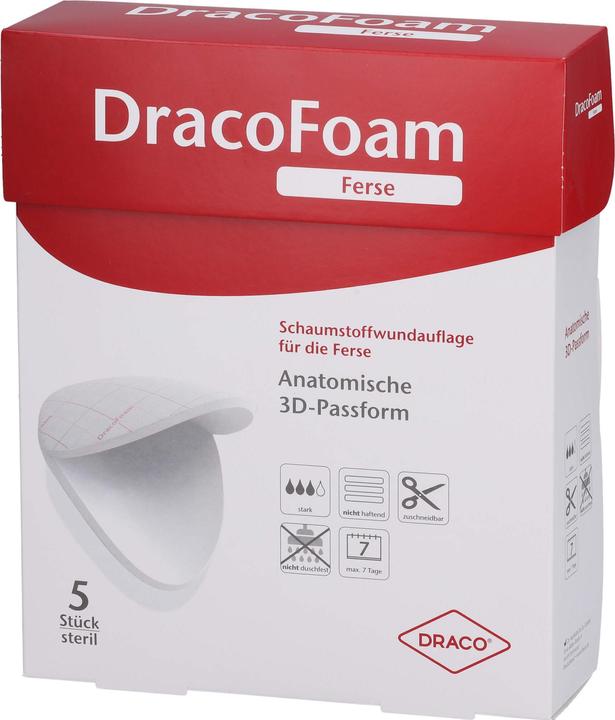 Dr. Dry DracoFoam Ferse Schaumstoffverband für infizierte Wunden, 5 St VER