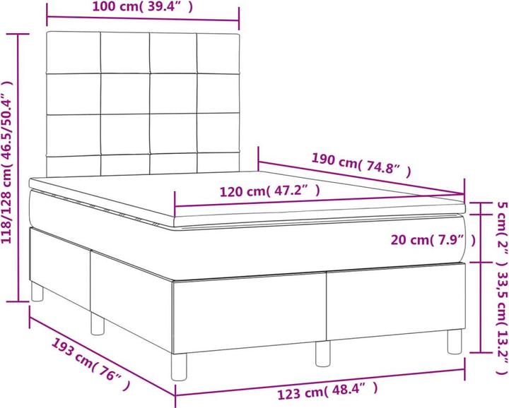 Immagine prodotto vidaXL Boxspringbett (120 x 190 cm)