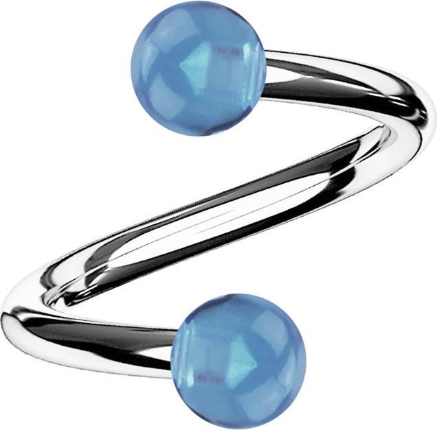 Immagine prodotto Star Piercing Spirale d'argento con due sfere blu chiaro trasparente (senza ottone, Acciaio chirurgico 316L, Materiale sintetico)