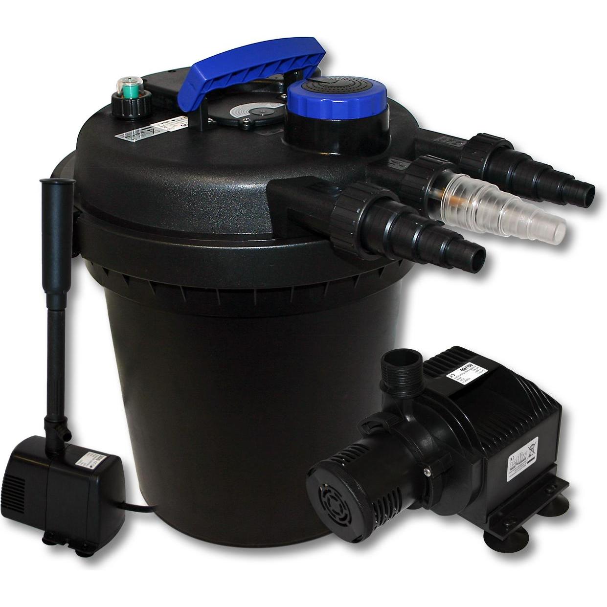 Wiltec, Brunnen + Gartenteich, Druckfilter Set 6000l 11W UVC Klärer 65W Pumpe Springbrunnen 505