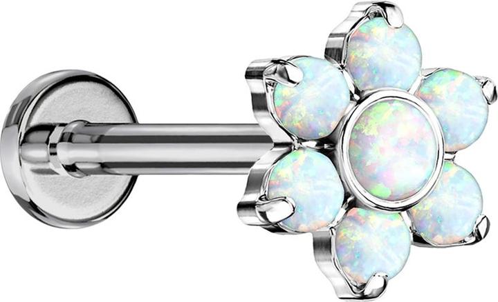 Immagine prodotto Star Piercing Micro Labret senza fili argento Flower Opals bianco (senza ottone, Titanio)