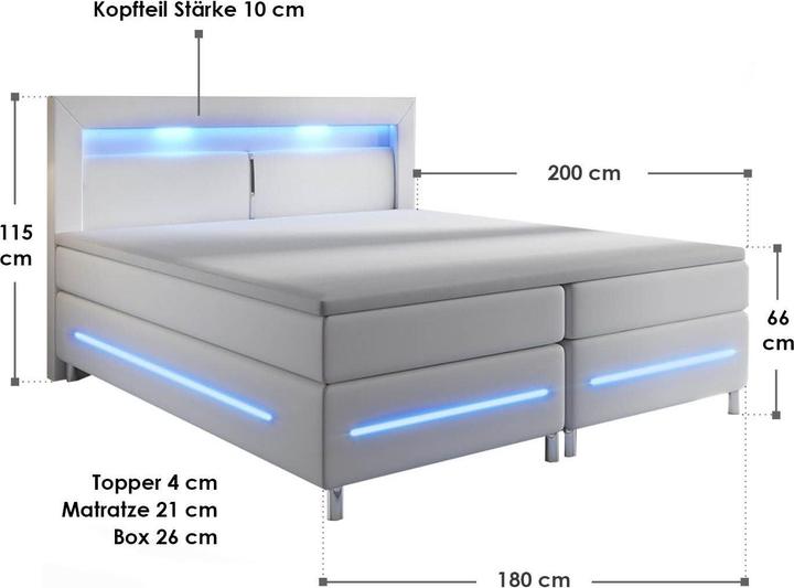 Immagine prodotto Juskys Letto a molle Norfolk (180 x 200 cm)