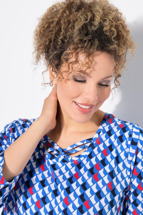Actual product image Ulla Popken Geometric Print Strappy Jersey Empire Swing Shape Dress (60)