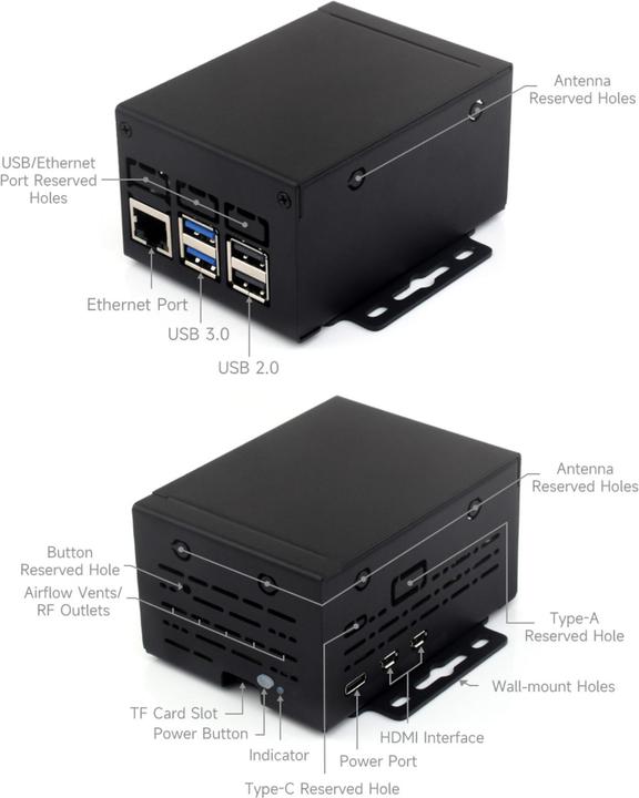 Produktbild WaveShare Industrielles Metallgehäuse (D) für Raspberry Pi 5