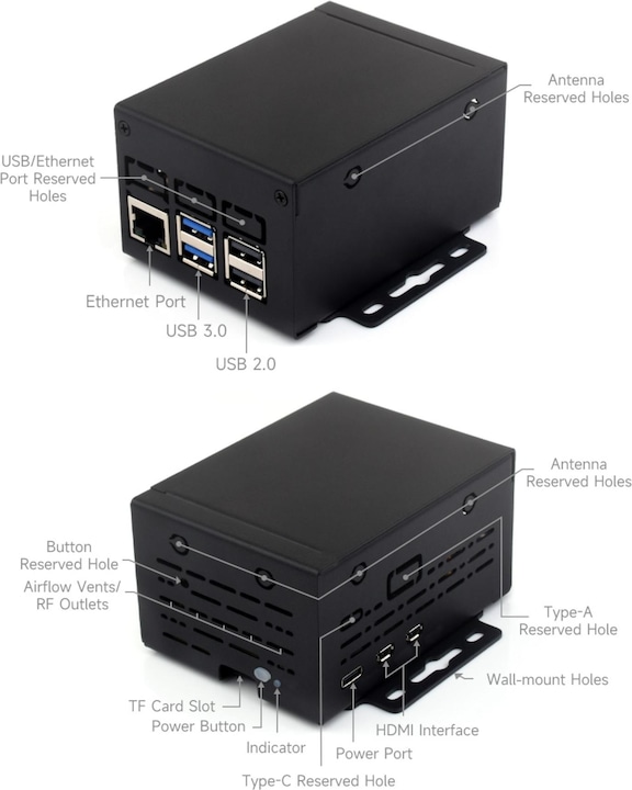 Actual product image WaveShare Industrial metal housing (D) for Raspberry Pi 5