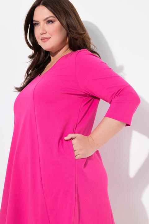 Produktbild Ulla Popken Longshirt, Ziernähte, A-Linie, V-Ausschnitt, 3/4-Arm (56)