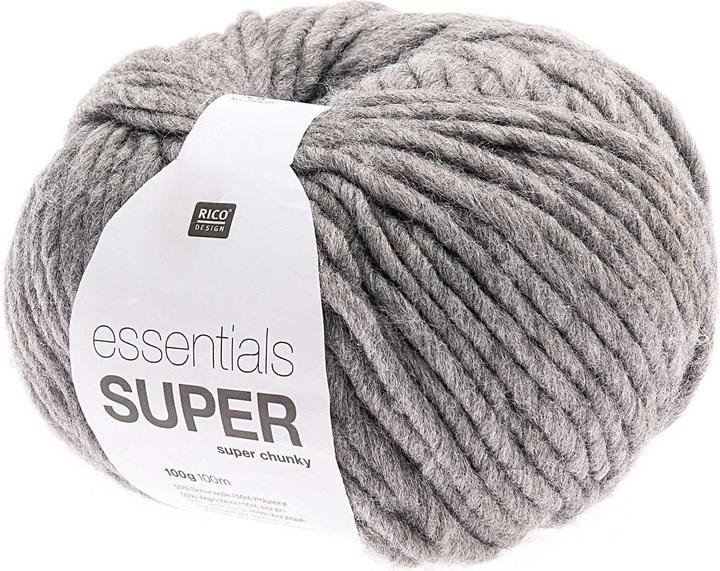 Rico Design Wolle Essentials Super Super Chunky 100 g Hellgrau (90 m)