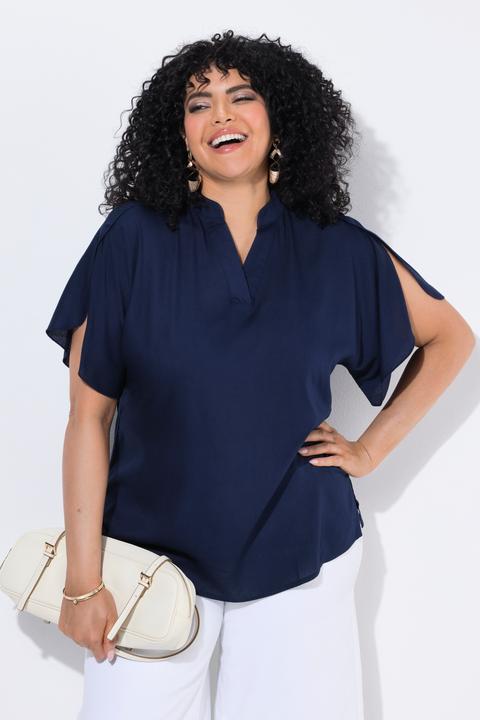 Actual product image Ulla Popken Split Sleeve Relaxed Fit Blouse (62)