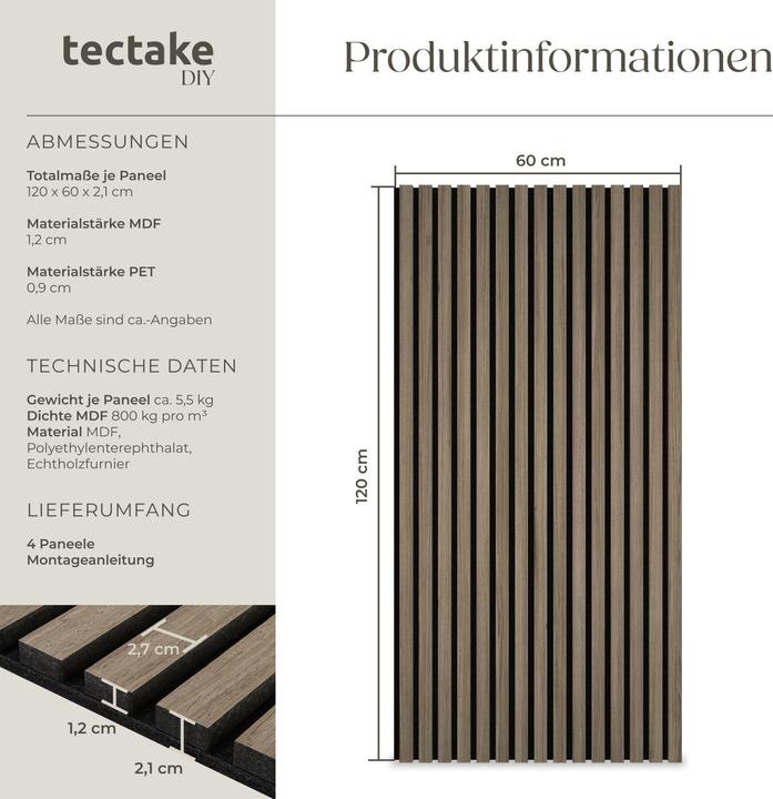 Actual product image tectake Sonic Wall wood look (4 pcs.)