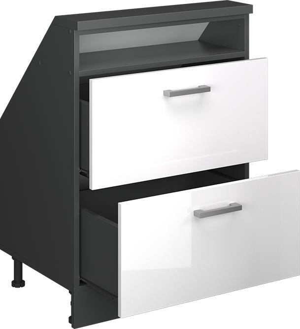 Produktbild Vichy Dachschrägenschrank Rion, Anthrazit/Weiss Hochglanz, mit 2 Schubladen (46 x 46 x 81.60 cm)