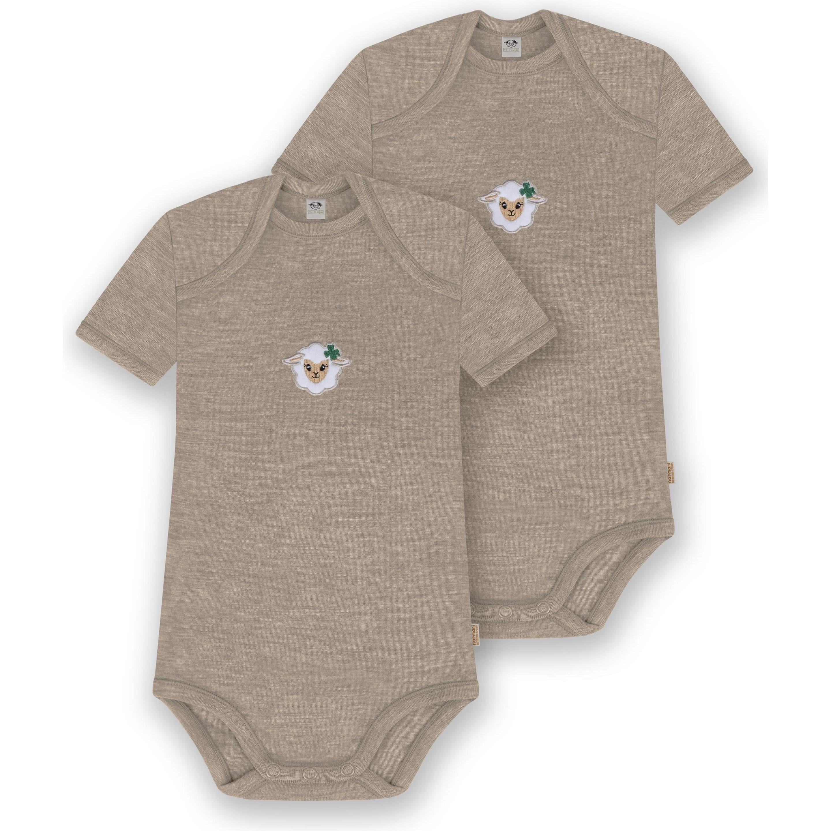 Normani, Herren, Body, 2er Set Baby Merino Body Kurzarm „Tauranga" - 9289, Beige, (92)