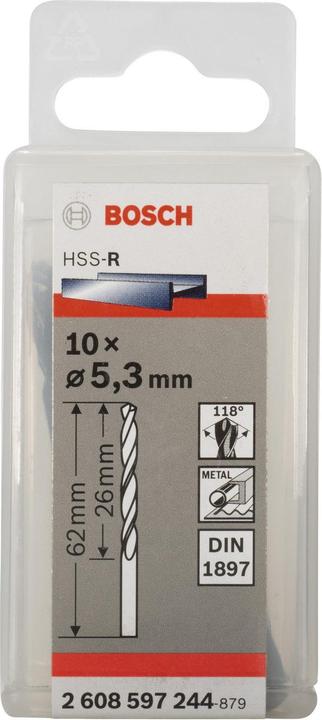 Produktbild Bosch Professional Zubehör Karosseriebohrer HSS-R, DIN 1897, 5,3 x 26 x 66 mm, 10er-Pack (5.3 mm)