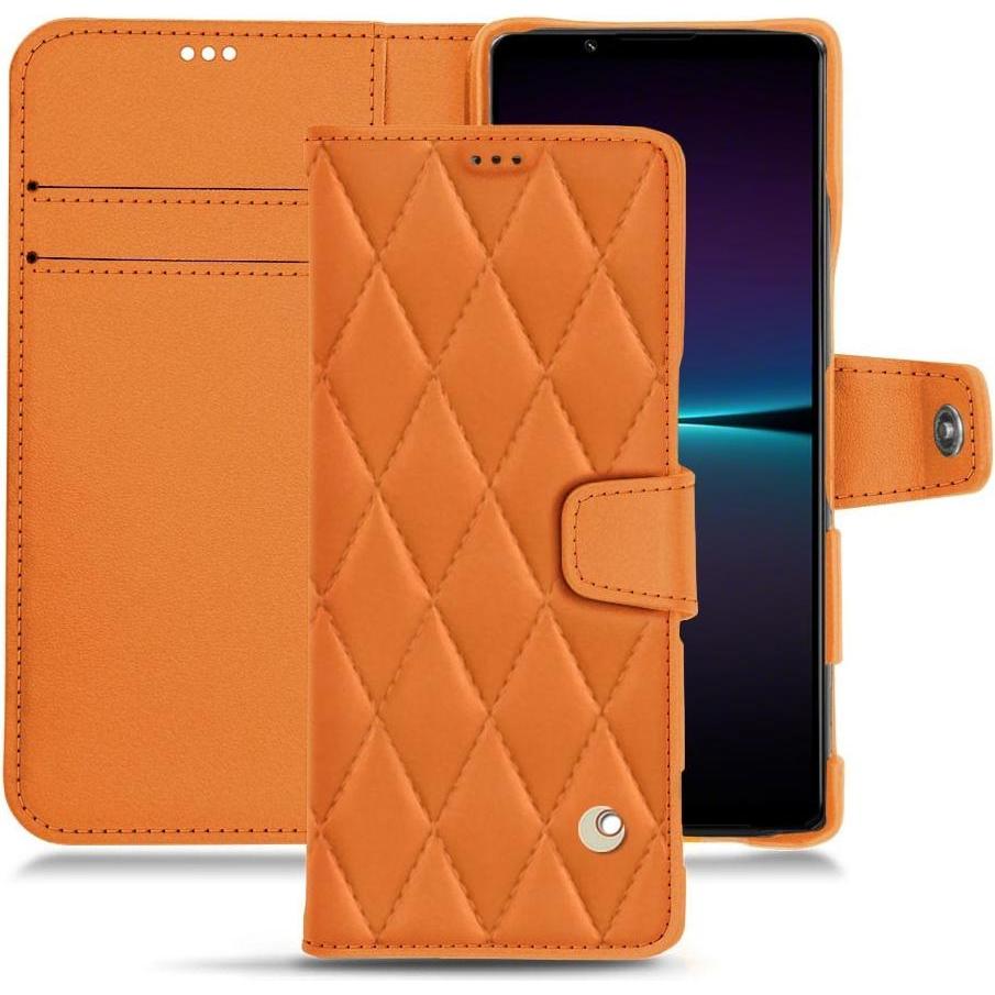 Noreve Lederschutzhülle Wallet (Sony Xperia 1 IV), Smartphone Hülle, Orange