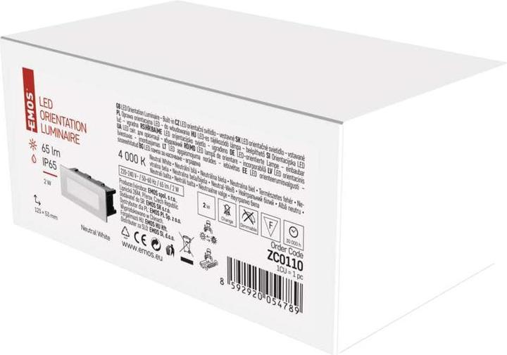 Image du produit Emos Luminaire LED pour escalier - encastré 123×53 1,5W neut.blanc IP65 (65 lm)