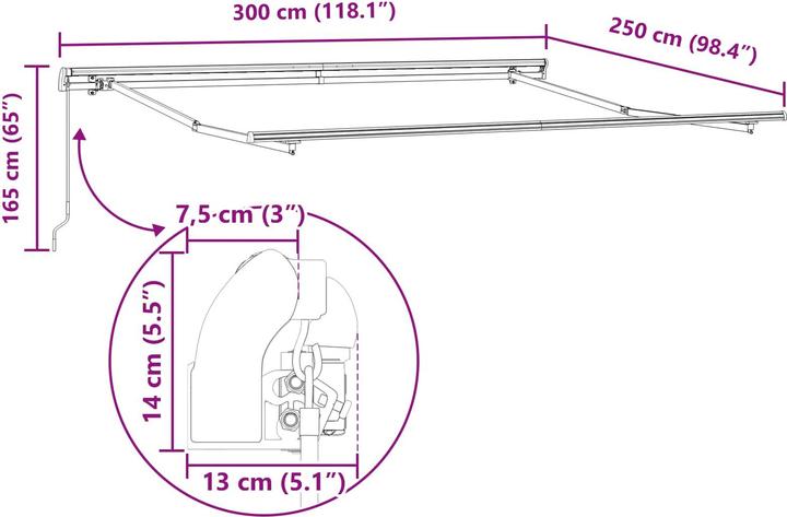 Produktbild vidaXL Einziehbare Markise (2.50 m)