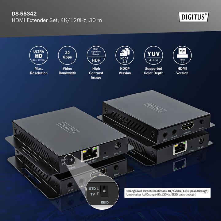 Actual product image Digitus HDMI Extender Set, 4K/120Hz, 40 m